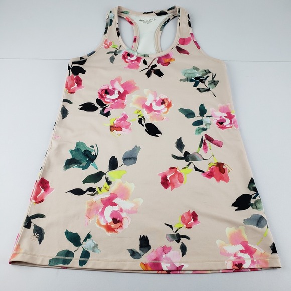 Athleta Tops - Athleta Tank Top Womens Small Shanti Pink Floral Printed Racerback Shirt Stretch